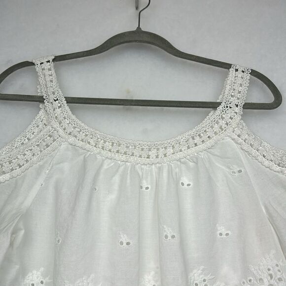 Bohemian cotton top  with bare shoulders Sz M  Cut-out detail - Picture 4 of 9
